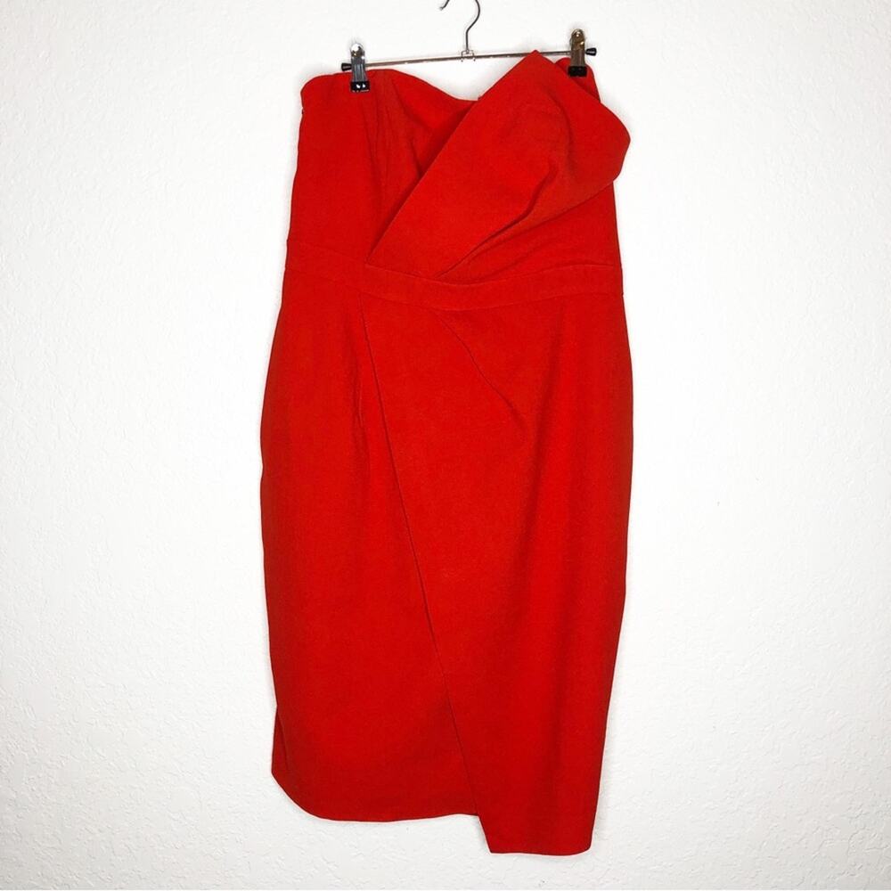City Chic Tiger Lily Enchant orange red strapless draped dress size Small 16 NWT - Picture 3 of 16